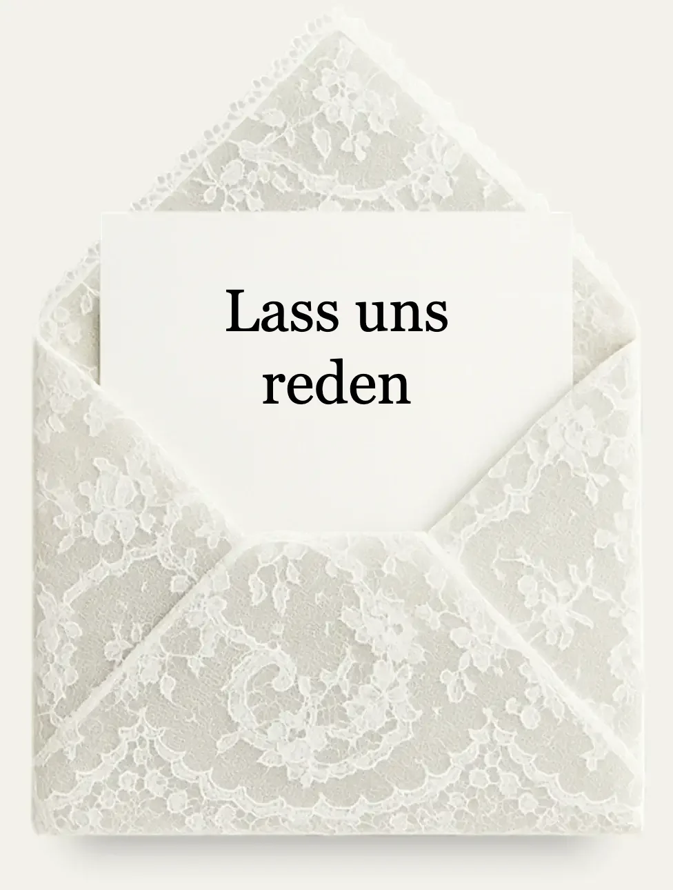 Briefumschlag aus Spitze mit Karte Lass uns reden